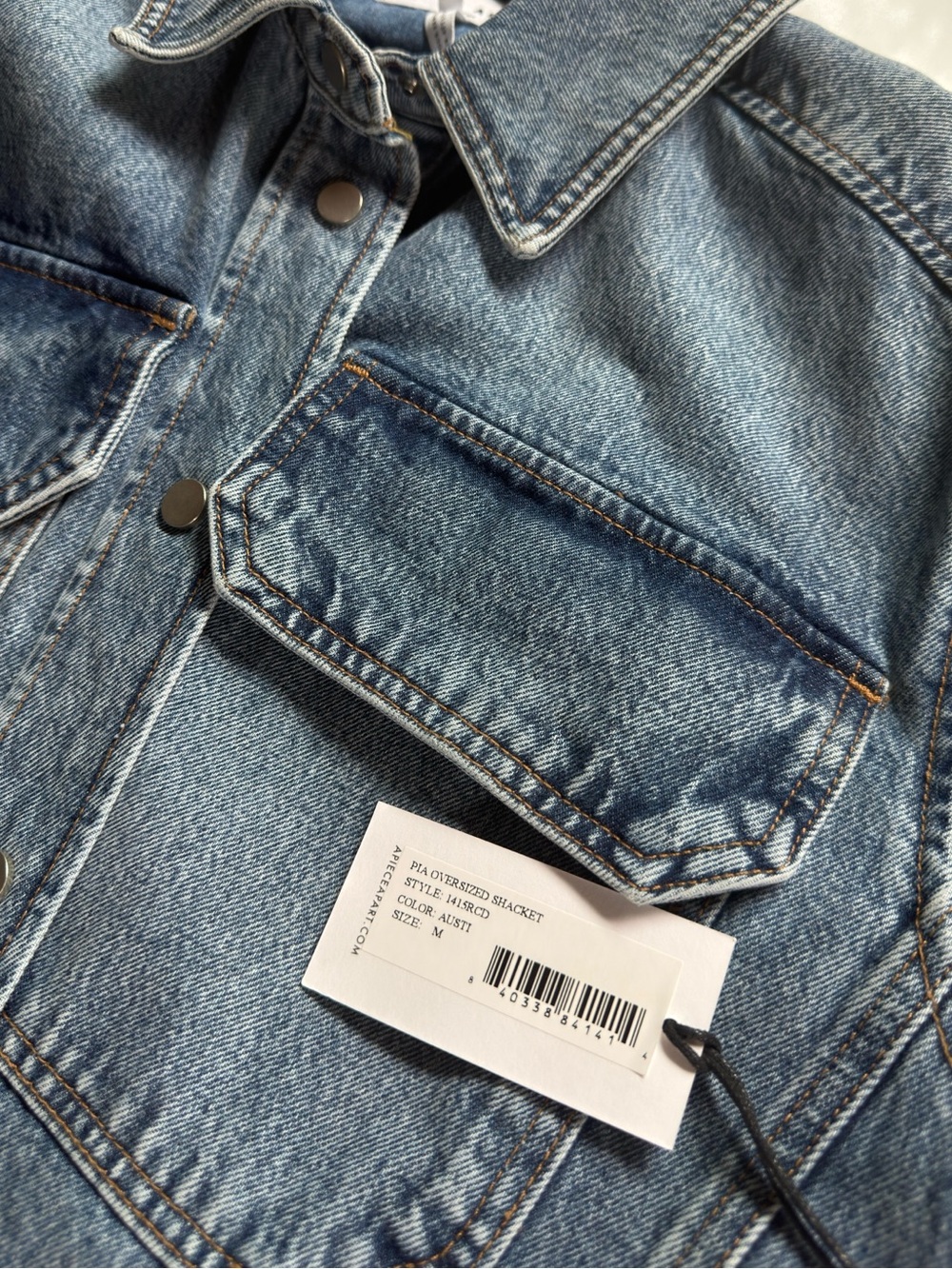 Apiece Apart Pia Oversized Shacket in the Austin Wash, size Medium. - Picture 6 of 8